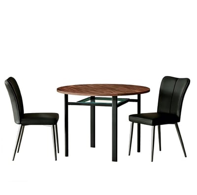 Eettafel 2 Stoelen 100x100x76 cm Ronde Eettafel Set Bruin Zwart Glas Metaal PU Leer Modern Minimalistisch Voor Eetkamer Keuken