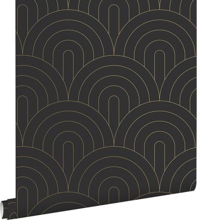 ESTAhome behang art deco motief zwart wit - 53 cm x 10.05 m - 139742