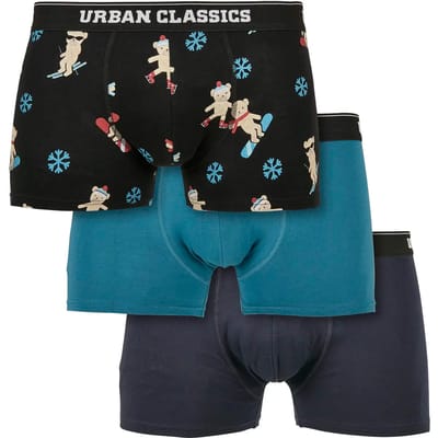 Urban Classics - Organic X-Mas 3-Pack Boxershorts set - 4XL - Blauw