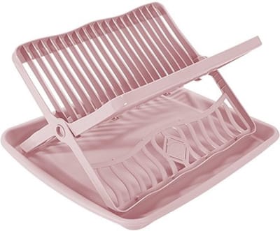 Oud roze afdruiprek 2-laags met lekbak 39 x 35 cm - Keukenbenodigdheden - Afwassen/drogen - Afdruiprekken met lekbak