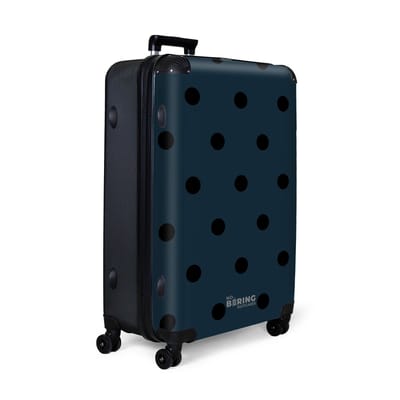 NoBoringSuitcases.com® - Koffer groot - Reiskoffer lichtgewicht - Blauwe achtergrond met zwarte stippen - Rolkoffer met 4 wielen - Grote trolley XL - 98 liter bagage