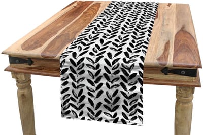 ABAKUHAUS zwart-wit tafelloper – 40x300 cm – polyester, machinewasbaar