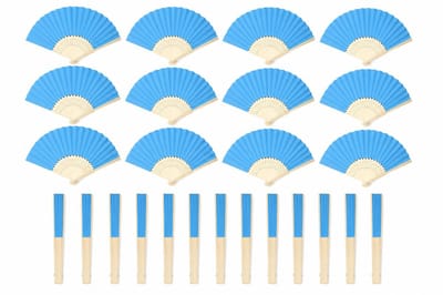 KZQ Papieren waaiers, verpakking van 20 stuks, kleurrijke vouwwaaiers, draagbare bamboewaaiers, huwelijksgeschenken, decoraties, kinderartikelen - Blauw