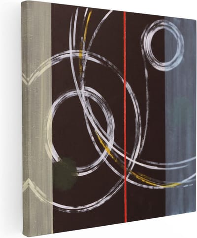 Artaza Canvas Schilderij Abstracte Kunst - 30x30 cm - Klein - Muurdecoratie Woonkamer - Wanddecoratie Zwart Wit - Kamer Accessoires