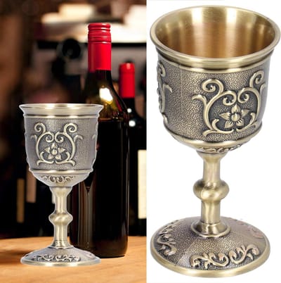 Vintage Gegraveerde Bronzen Wijnglas voor Trouwen, Melk, Wijn en Collectie Ornaments - Elegant en Tijdloos Design