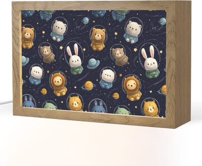 Nachtlampje 30x20 cm - Kinder lampje - Dieren - Sterrenhemel - Ruimte - Tafellamp kinderkamer - Slaapkamer lamp - Bedlamp kinderen - Kinderlampje stopcontact - Wandlamp babykamer - Nachtlampjes