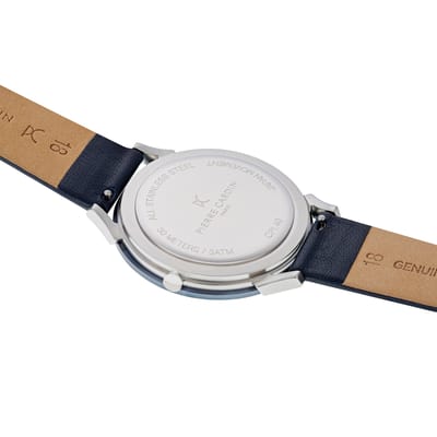 Pierre Cardin Pigalle Stripes CPI.2017 Horloge - Leer - Blauw - Ø 40 mm