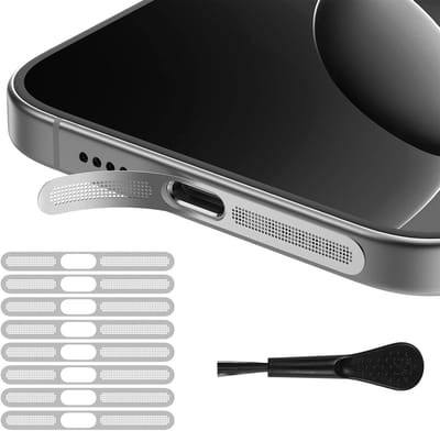 8 Stukken Speaker Stof Beschermende Case - Compatibel met iPhone 16 Pro/16 Pro Max - Earcup Speaker Net Anti-Dust Adhesieve Stickers Natuurlijke Titanium