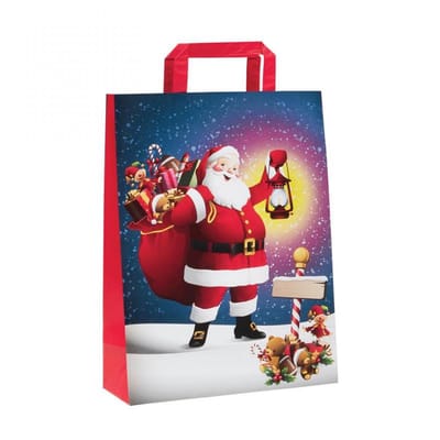 Papieren draagtas Kerstman - 32 x 45 x 17 cm - 90grs FSC - 50 stuks