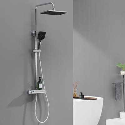 Lonheo max Douchesysteem - Regendouche met Thermostaatkraan Met planchet Chroom - Regendouche met 3 Functie Handdouche