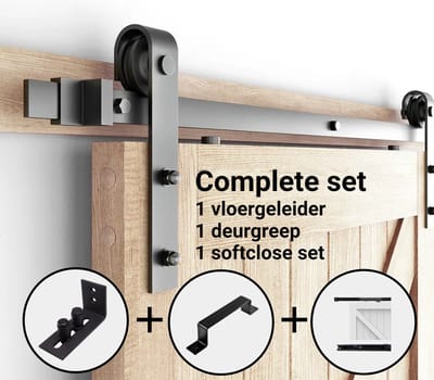 Barnwood Originals - Schuifdeursysteem - Ensuite 2 meter Schuifdeur Systeem -  Complete set inclusief Deurgreep, Softclose systeem en wand- Deurgeleider