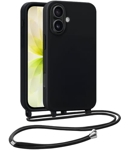 Hoesje Geschikt voor iPhone 17 Hoesje Met Koord Siliconen Case - Hoes Geschikt voor iPhone 17 Backcover Met Afneembaar Koord - Zwart
