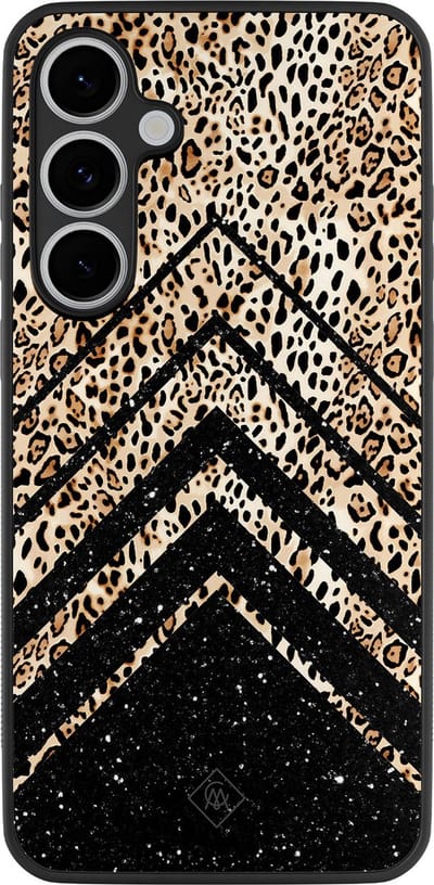 Casimoda® hoesje - Geschikt voor Samsung Galaxy S24 FE - Chevron Luipaard - Zwart TPU Backcover - Luipaardprint - Zwart