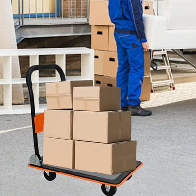 STILVORA Platformwagen – Opvouwbaar Met 150 Kg Draagkracht – Staal – Oranje – Voor Magazijn, Verhuizing En Transport – Met 360 Graden Zwenkwielen