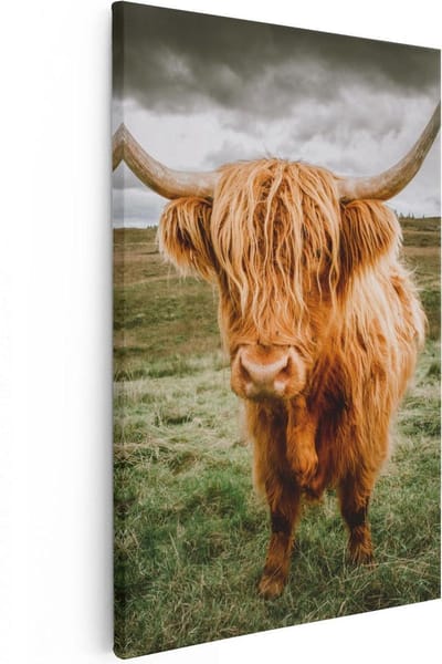 Artaza Canvas Schilderij Hooglander - 20x30 cm - Klein - Wanddecoratie Natuur - Muurdecoratie Landschap - Kamer Accessoires