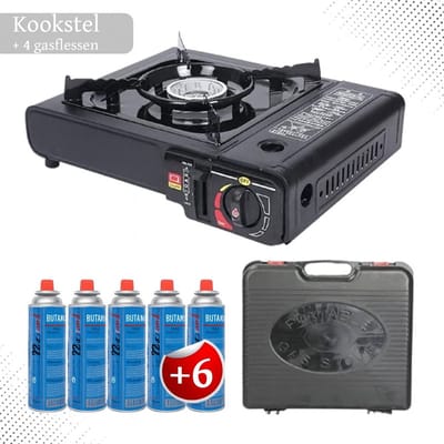 Draagbaar Gasfornuis - Camping Kookstel - Gas Stove - Gasfornuis - Kooktoestel - Outdoor - Op Reis - 6 gasflessen