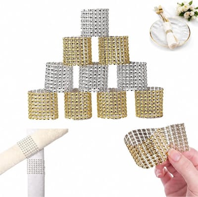 Elegante Servetringen Set van 12 - Gouden en Zilveren Servetringen voor Tafelversiering bij Bruiloften, Feestjes en Restaurants