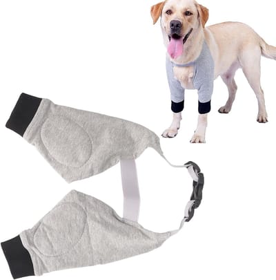 Verstelbare ademende elleboogbescherming voor middelgrote en grote honden, voorkomt likken van wonden, ideaal voor herstel van voorpoten (XL)