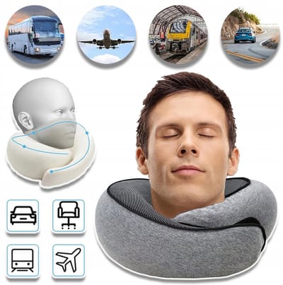 Ergonomisch U-Vormig Kussen Van Traagschuim - 360° Ondersteuning Voor Hoofd Nek En Kin - Zachte Katoenen Hoes Met Ritssluiting - Compact Met Draagtas - Perfecte Reisgenoot