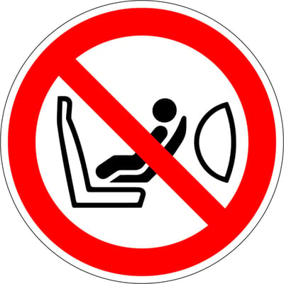Kinderzitje verboden sticker, P074 50 mm - 10 stuks per kaart