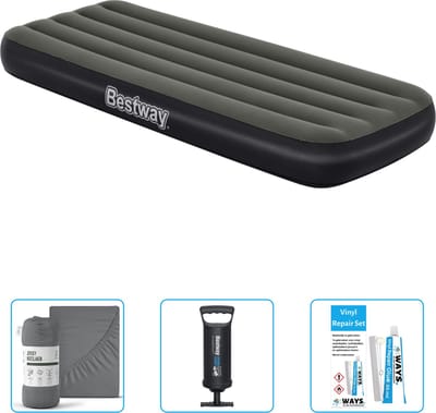 Bestway luchtbed - 1-Persoons - 76 x 185 x 25 cm - Groen - Inclusief Hoeslaken - Pomp en Reparatieset