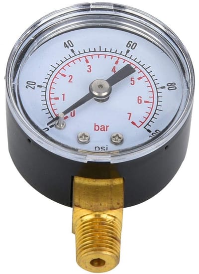 Dailygoods- Manometer Professionele Drukmeter - 1/8 Inch BSPT Aansluiting - Lucht/Waterdrukmeter - Transparante Wijzerplaat - Roestvrij Staal