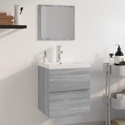 vidaXL - Badkamermeubelset - bewerkt - hout - grijs - sonoma - eikenkleurig