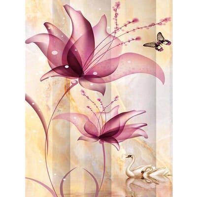 DIY diamant schilderij karakter kruissteek diamant schilderij abstracte lotus ronde strass woondecoratie 20X30CM beige