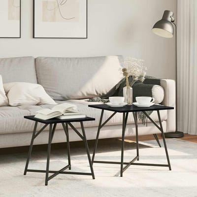vidaXL - Bijzettafelset - 2 - st - Zwart - Eiken - 50 - x - 50 - x - 50 - cm