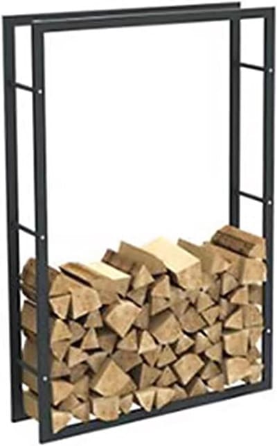 Hout Opslagrek - Stapelhouder - Buiten Haardhout - Smeedijzeren Constructie - 59 Inch Hoog - Zwart