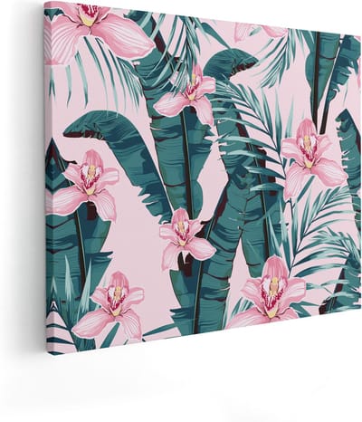 Artaza Canvas Schilderij Orchidee - 100x80 cm - Groot - Wanddecoratie Bloemen - Muurdecoratie Botanisch - Schilderijen Op Canvas Tropisch