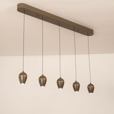 Lumidora Hanglamp 75590 - MANACOR - 5 Lichts - Ingebouwd LED - 25.0 Watt - 2250 Lumen - 2700 Kelvin - Bruin - Metaal