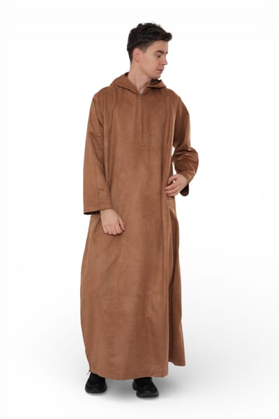 Heren Eid Camel Bruin Marokkaanse Jubba Robe Ramadan Eid Thobe met capuchon - HM12