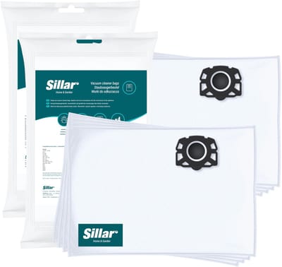 Sillar, stofzuigerzakken synthetisch - anti-allergeen, vervanging voor 6.959-130.0 2.863-314.0 KFI 357 - geschikt voor stofzuigers Karcher WD1 WD2 WD3 WD3.200 KWD1 KWD2 KWD3 SE4 SE4001 SE4002 - 8 stuks