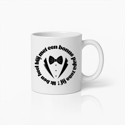Bonus Papa Mok 330ml – “Ik ben heel blij met een bonuspapa zoals jij” Smoking Ontwerp Koffiebeker – Perfect Cadeau voor Stiefvaders en Vaderdag