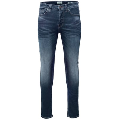 Only & Sons blauwe heren jeans   Stonewash wassing   Regular fit   5-Pocket zakken   Knoopsluiting   Duurzaam   Regular waist Blauw 31/32