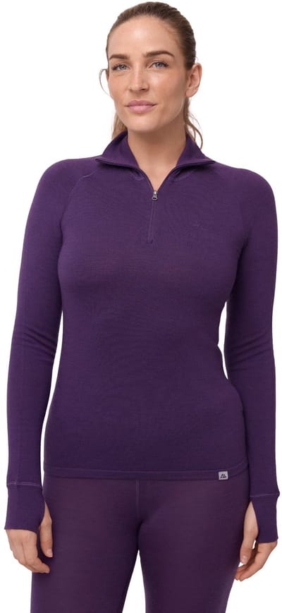 DANISH ENDURANCE Thermoshirt met Rits voor Vrouwen - van Merino Wol - Paars - Maat S