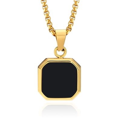 Ketting met Hanger - 15mm vierkant Goudkleurig en Agaat