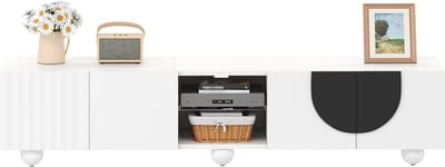 TV-Meubel- 180 x 40 x 41,5 cm - Modern, TV-Standaard, TV-Paneel, Laag TV-Meubel - Uniek Ontwerp - MDF - Wit