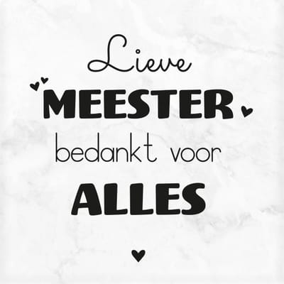 Marmeren Onderzetter - Meester - 10 x 10 x 1 cm