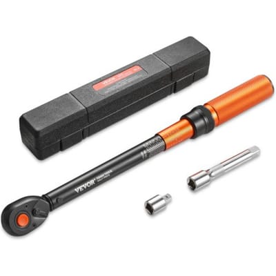 VEVOR Momentsleutel, 20–220 Nm, 1/2-Inch Omkeerbare Ratelsleutel, Dubbele Schaalverdeling, ±3% Hoge Precisie, met Verlengstuk, Adapter en Opbergkoffer, voor Autoreparaties