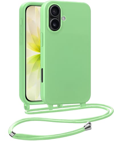 Hoesje Geschikt voor iPhone 17 Hoesje Met Koord Siliconen Case - Hoes Geschikt voor iPhone 17 Backcover Met Afneembaar Koord - Groen