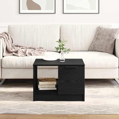 vidaXL - Salontafel - Zwart - Eiken - 50 - x - 50 - x - 36 - cm - Bewerkt - hout