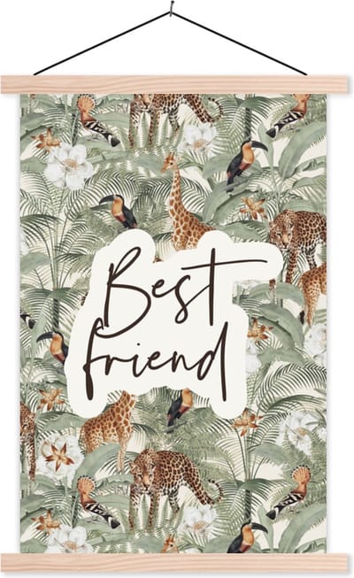 Posterhanger incl. Poster 40x60 cm - Schoolplaat - Vriendschap - Best friends - Quotes - Best friend - Spreuken - Textielposter - Blanke latten