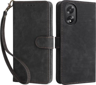 Coverup Hoesje - Geschikt voor OPPO A18 Hoesje - Coverup Book Case met Koord - Zwart