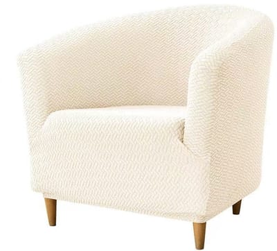 Elastische hoezen voor fauteuils, hoezen uit één stuk voor clubstoelen, zachte jacquard hoezen voor fauteuils, hoezen voor fauteuils, beschermhoezen voor woonkamermeubels (gebroken wit)