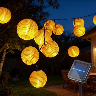 Dailygoods- Lichtsnoer op Zonne-energie 10 m - 50 LED Lampions - IP65 Waterdicht - 8 Verlichtingsmodi - Lichtketting Buiten - Tuin/Balkon