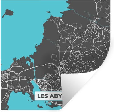 Muurstickers - Sticker Folie - Les Abymes - Frankrijk - Plattegrond - Stadskaart - Kaart - 100x100 cm - Plakfolie - Muurstickers Kinderkamer - Zelfklevend Behang XXL - Zelfklevend behangpapier - Stickerfolie