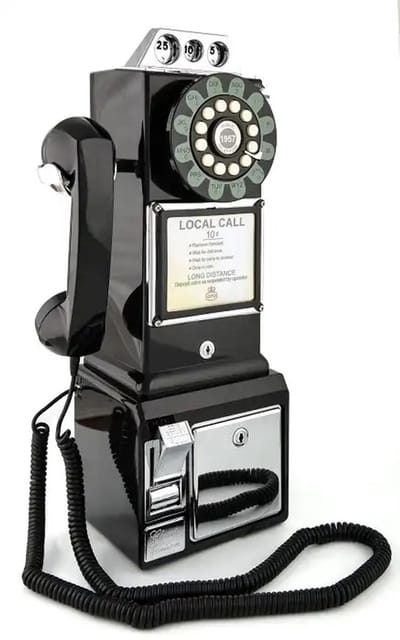 Nostalgische retro wandtelefoon - analoog - zwart - diner