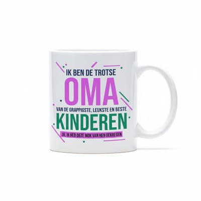 Trotse Oma Tekst Koffiemok 330 ml – Grappig en Lief Cadeau voor Oma